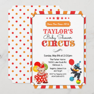 Invitation de baby shower cirque vintage
