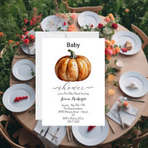 Invitation de Baby shower Citrouille Automne