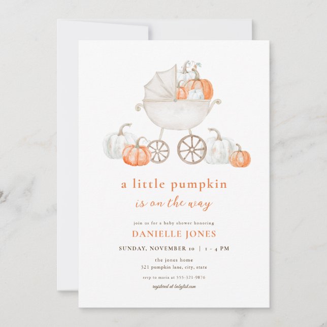 Invitation de Baby shower Citrouille Automne (Devant)
