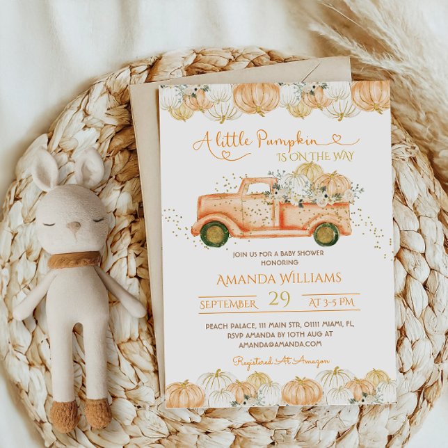 Invitation de Baby Shower Citrouille de Camion Ora (Créateur téléchargé)