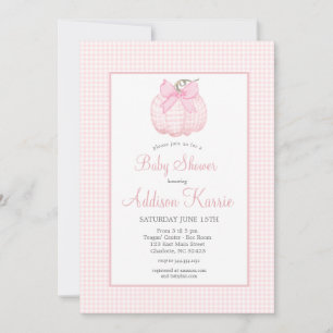 Invitation de Baby shower Citrouille rose En vichy
