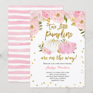 Invitation de Baby shower Citrouille Twin Pink et 
