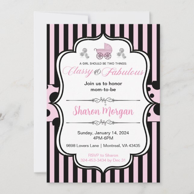 Invitation de baby shower classe et impertinente (Devant)