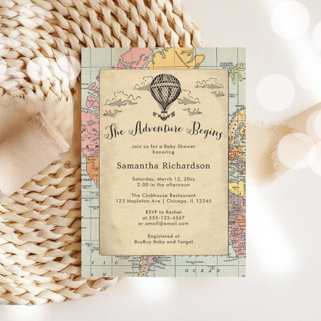 Invitation de Baby Shower Classique Voyage Monde (Créateur téléchargé)