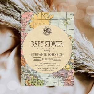 Invitation de Baby Shower Classique Voyage Monde