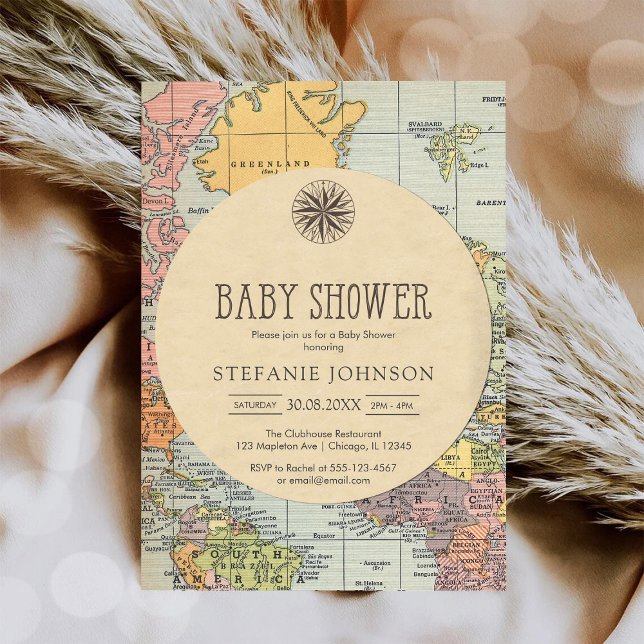 Invitation de Baby Shower Classique Voyage Monde (Créateur téléchargé)