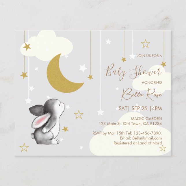 Invitation de Baby shower Cloud Star Moon Budget (Devant)