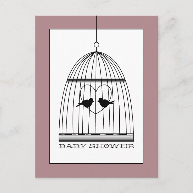 Invitation de Baby shower Coeur vintage Birdcage (Devant)
