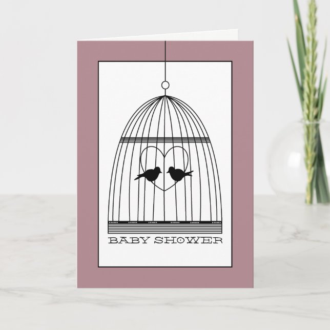 Invitation de Baby shower Coeur vintage Birdcage (Devant)