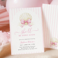 Invitation de Baby Shower Coquillage Rose
