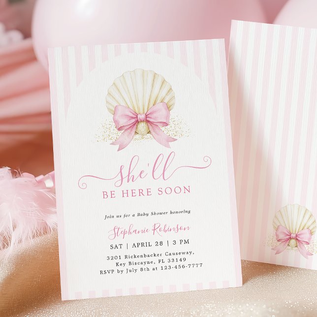 Invitation de Baby Shower Coquillage Rose (Créateur téléchargé)