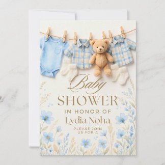 Invitation de Baby Shower Corde à Linge Bébé | Un