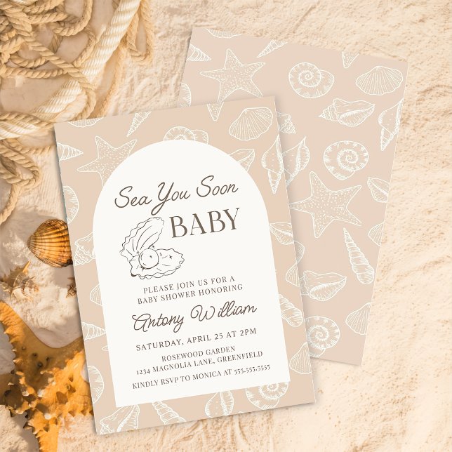 Invitation de Baby Shower Côtière Sea You Soon (Créateur téléchargé)