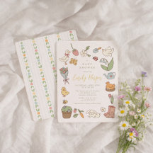 Invitation de Baby Shower Cottagecore Jardin de Pr