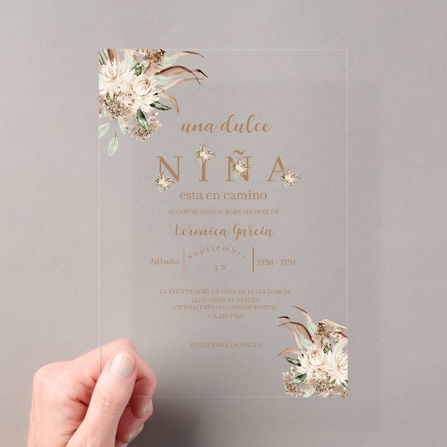Invitation de baby shower couleur beige  (In situ (ordinateur de poche))