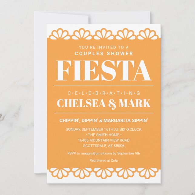 Invitation de Baby Shower Couple Papel Picado (Devant)