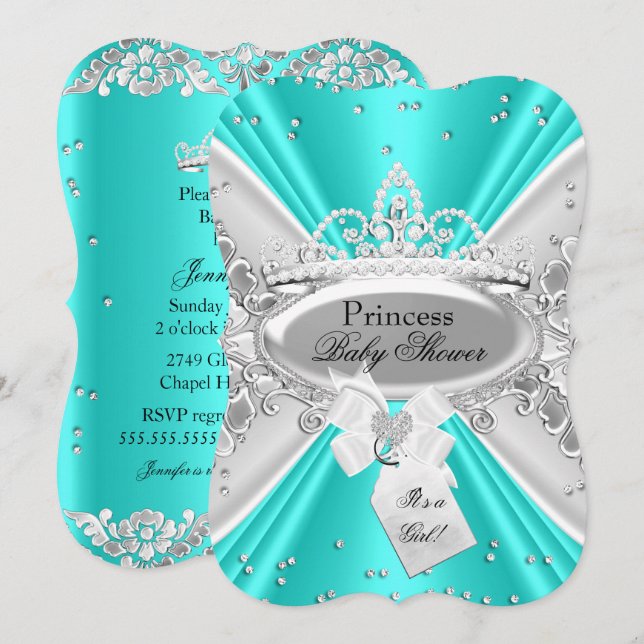 Invitation de Baby Shower Couronne de Princesse Ar (Devant / Derrière)
