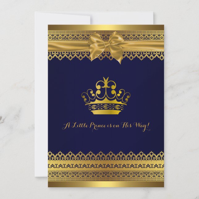 Invitation de Baby Shower Couronne Royale Bleue et (Devant)