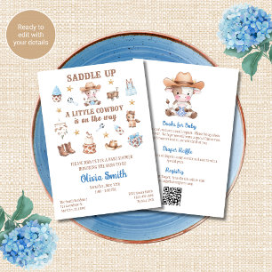 Invitation de Baby Shower Cowboy Bébé QR Code Tout