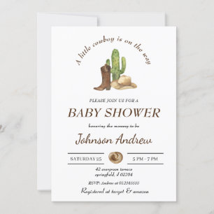 Invitation de Baby shower Cowboy personnalisée