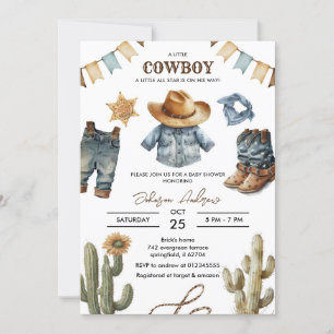 Invitation de Baby shower Cowboy personnalisée