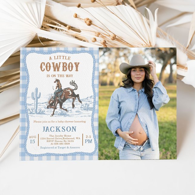 Invitation de baby shower Cowboy Western Bleu  (Créateur téléchargé)