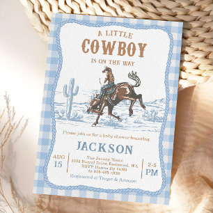 Invitation de baby shower Cowboy Western Bleu 