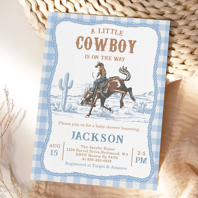 Invitation de baby shower Cowboy Western Bleu  (Créateur téléchargé)