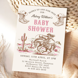 Invitation de baby shower Cowboy Western Vintage 