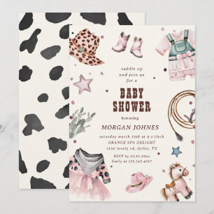 Invitation de Baby Shower Cowgirl Rose Western Rod