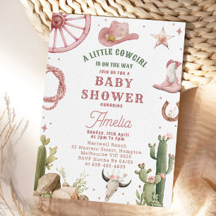Invitation de baby shower Cowgirl Western Vintage 