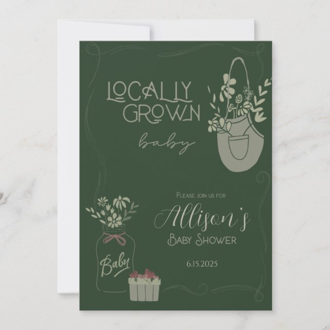 Invitation de Baby shower cultivée localement (Devant)