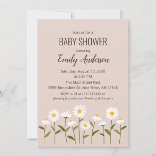 Invitation de baby shower Cute Daisy en rose