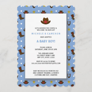 Invitation de baby shower d'adoption de cowboy