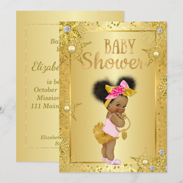 Invitation de baby shower d'Afro-américain (Devant / Derrière)