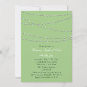 Invitation de Baby shower Dainty Pearls (vert tend