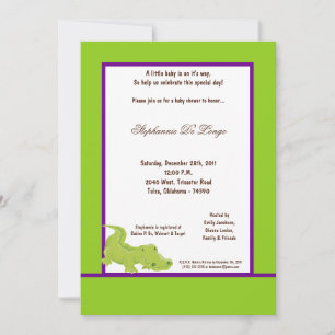 Invitation de Baby shower d'Aligator vert électriq