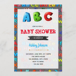 Invitation de baby shower d'alphabets