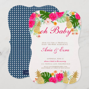 Invitation de Baby shower d'ananas rose vif