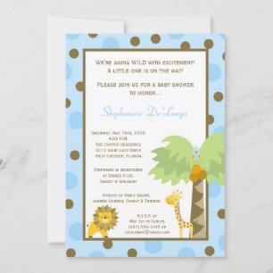 invitation de baby shower d'Anima de zoo de safari