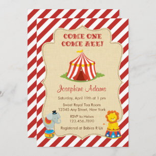 Invitation de baby shower d'animal de cirque