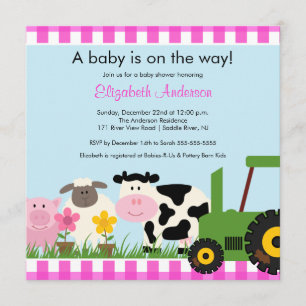 Invitation de baby shower d'animaux de basse-cour