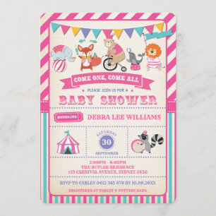 Invitation de baby shower d'animaux de cirque de