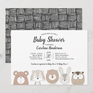 Invitation de baby shower d'animaux de région