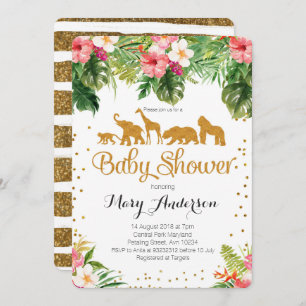 Invitation de baby shower d'animaux de safari