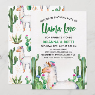 Invitation de baby shower d'aquarelle de lama