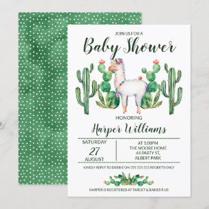 Invitation de baby shower d'aquarelle de lama de