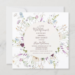 Invitation de Baby shower d'aquarelle Fleur sauvag