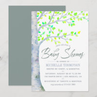 Invitation de Baby shower d'arbre de bouleau d'aqu