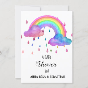 Invitation de baby shower d'arc-en-ciel de nuages